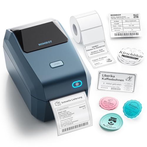 NIIMBOT Bluetooth Etikettendrucker mit Breitformat-Etiketten (50mmx30mm), Thermodrucker 3x4 Zoll Versandetiketten Drucker, Etikettiergerät Label Printer für Barcode, Einzelhandel, kleine Unternehmen von NIIMBOT