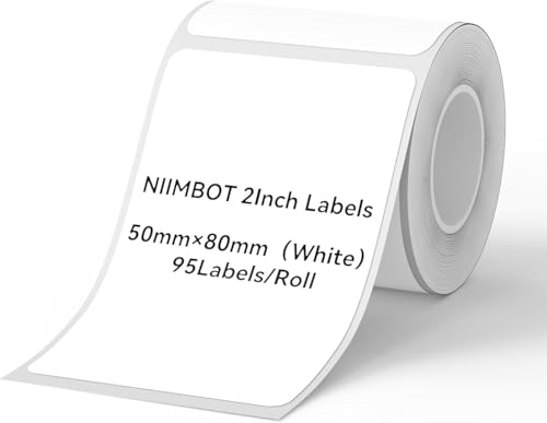 NIIMBOT Thermo Etiketten Selbstklebend, B1/B21/B3S Etikettenband Papier für Schule, Zuhause, Büro, Kleine Unternehmen (Weiß-Rechteck-50 x 80mm) von NIIMBOT