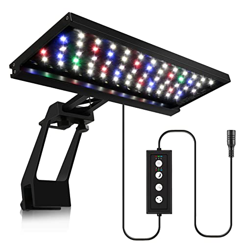 14W Clip-on Aquarium LED Beleuchtung, 24/7 Modus Aquarium Lampe mit Timer, Dimmbare Wasserdicht Aquarium Licht für Wasserpflanzen und Fische von NIKEEYEN