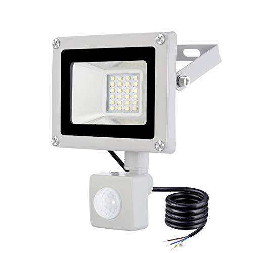 20W LED Strahler mit Bewegungsmelder, Wasserdicht IP65 LED Flutlicht Floodlight 1600LM 6500K Kaltes Weiß Außen Scheinwerfer Außenbeleuchtung für Garten Garage Sportplatz von NIKEEYEN