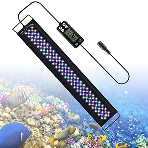 Aquarienbeleuchtung mit Verstellbarer Halterung, 26W 1662 lumen Aquarium LED Beleuchtung Dimmbare mit Timer für 75cm Aquarium Fisch Tank Fisch Pflanze von NIKEEYEN