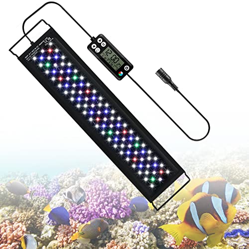 Aquarium LED Beleuchtung, 18W Dimmbare Aquarienbeleuchtung mit Timer für 45cm 1075 lumen Aquarium Fisch Tank Fisch Pflanze mit Verstellbarer Halterung von NIKEEYEN