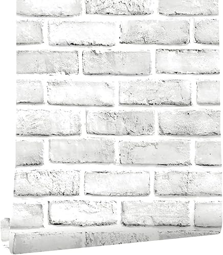 NIKKHO Wand Papier Selbstklebende Ziegel Vintage Dekorative Hintergrund Aufkleber Vinyl gefälschte Stein Wand Papier Ziegel Film Klebende abwaschbare Skizzen Küche Abnehmbar (weißer Ziegel) von NIKKHO