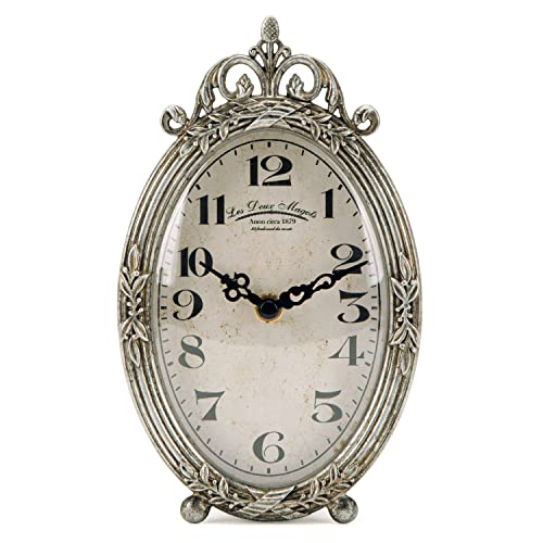 NIKKY HOME Vintage-Tischuhr, leise, Nicht tickend, batteriebetrieben, Schreibtischregal, Kaminsims, kleine Metall-Uhr für Wohnzimmer-Dekoration, Retro-Silber NIKKY HOME Vintage-Tischuhr, leise, Nicht tickend, batteriebetrieben, Schreibtischregal, Kaminsims, kleine Metall-Uhr für Wohnzimmer-Dekoration, Retro-Silber von NIKKY HOME