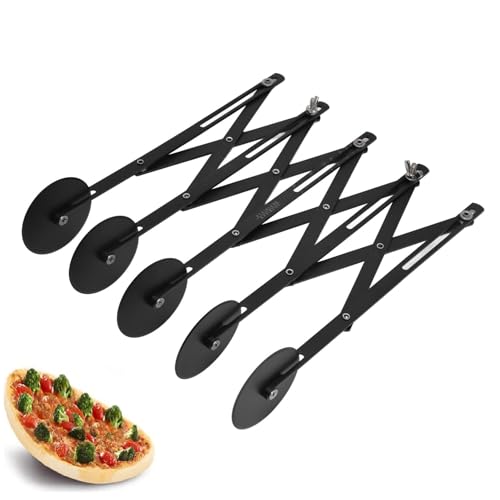 Nikou Edelstahl-Gebäckschneider, erweiterbar, Pizza-Multi-Rad-Messer, Teigausroller, Teigrollen(5) von Nikou