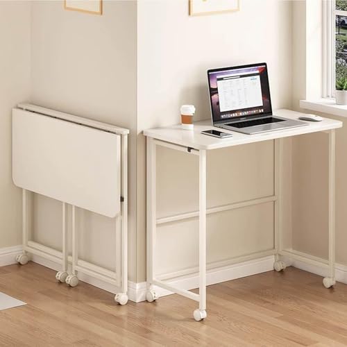 80 cm Klapptisch, Computer-Tisch, kleiner Tisch, Heim-Lerntisch oder Bürotisch, kompakter Klapptisch mit kleinem Raum, white-80 x 40 x 75 cm von NIKSHI