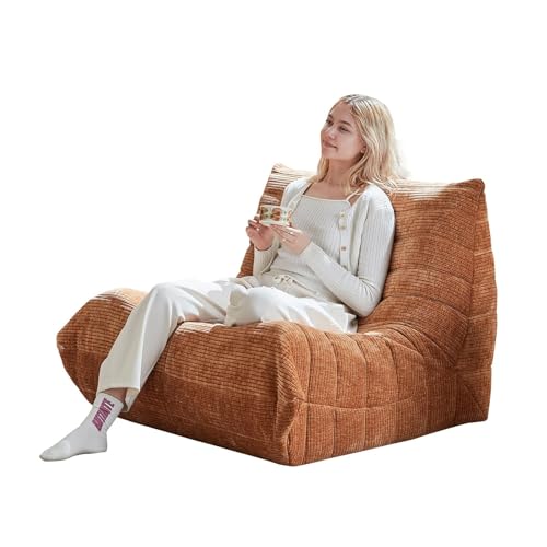 NIKSHI Moderne Sofas, Sitzsäcke für Erwachsene auf dem Bodensofa, Super Soft Memory Sponge Sofa, Raupen Sofa Stuhl, Wohnzimmermöbel, Geeignet für Schlafzimmer, Balkon, Kaminstuhl,Orange-105X95X85CM von NIKSHI