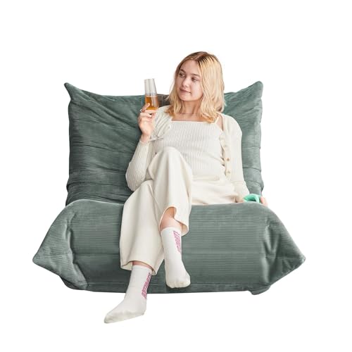 NIKSHI Moderne Sofas, Sitzsäcke für Erwachsene auf dem Bodensofa, Super Soft Memory Sponge Sofa, Raupen Sofa Stuhl, Wohnzimmermöbel, Geeignet für Schlafzimmer, Balkon, Kaminstuhl,grün-105X95X85CM von NIKSHI