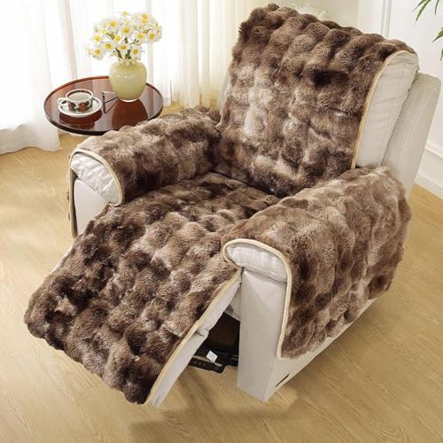 NIKSHI Sofa Armlehnenbezüge, Sesselschoner Sesselauflage, Fernsehsessel Schutzbezug Anti-Rutsch, Block Angeschlossene Sofamatte für Zuhause mit Kindern und Haustieren Hund, deep Coffee von NIKSHI