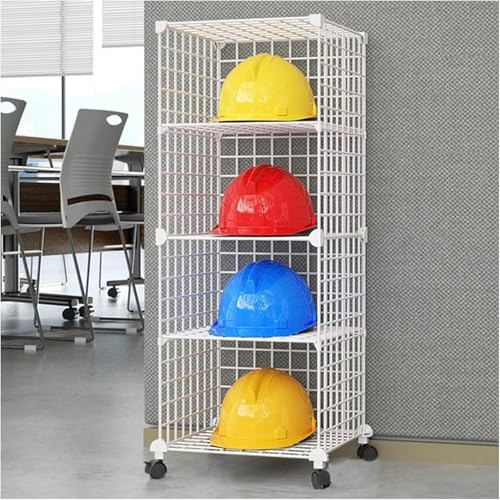 Stapelbarer Helm Display Regal weiß, kommerzieller Helm Organizer Stand für Einzelhandelsgeschäft/Werkstatt/Kohlemine, Höhenverstellbare Sicherheit Hart Hut Rack,15.4x14.6x39.4in von NIKSHI