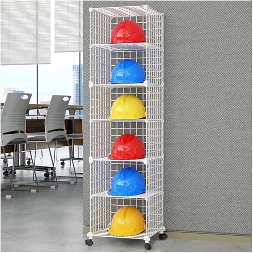 Stapelbarer Helm Display Regal weiß, kommerzieller Helm Organizer Stand für Einzelhandelsgeschäft/Werkstatt/Kohlemine, Höhenverstellbare Sicherheit Hart Hut Rack,15.4x14.6x57.5 von NIKSHI