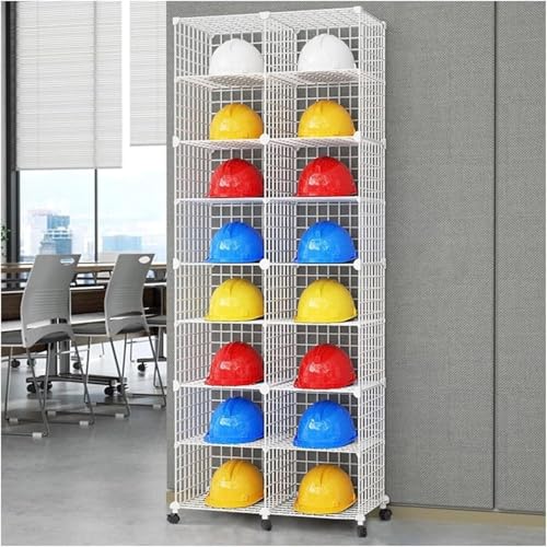 Stapelbarer Helm Display Regal weiß, kommerzieller Helm Organizer Stand für Einzelhandelsgeschäft/Werkstatt/Kohlemine, Höhenverstellbare Sicherheit Hart Hut Rack,29.5x14.6x75.6 von NIKSHI