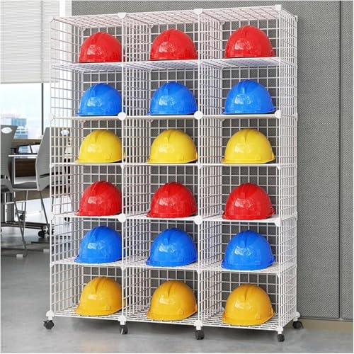Stapelbarer Helm Display Regal weiß, kommerzieller Helm Organizer Stand für Einzelhandelsgeschäft/Werkstatt/Kohlemine, Höhenverstellbare Sicherheit Hart Hut Rack,43.7x14.6x57.5 von NIKSHI
