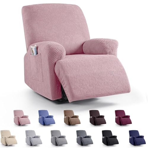 Stretchhusse für Relaxsessel Komplett Sesselschoner, Universell für alle JahreszeitenStretch Relaxsessel Bezüge - Einfarbig Elastisch Sesselbezug für Fernsehsessel Liege Sessel, smoky pink-Single seat von NIKSHI