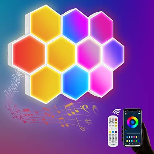 NIKYJM 10 Stück LED-Wandpaneel Sechseckig Gaming Wandleuchte Synchronisierung mit Musik Smart RGB Atmosphäre Licht mit App, 16 Millionen kreative Farben Wandleuchten für Dekoration von NIKYJM