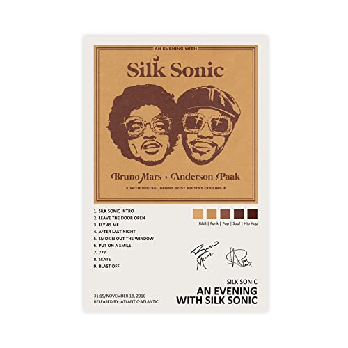 NILK Anderson Paak An Evening with Silk Sonic Music ALbum Cover Signed Limited Poster Leinwand Poster Schlafzimmer Dekor Büro Zimmer Dekoration Geschenk Unframe:30 * 45cm von NILK