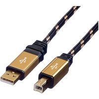 Roline USB-Kabel usb 2.0 usb-a Stecker, usb-b Stecker 4.50 m Schwarz, Gold doppelt geschirmt, vergol von NILOX