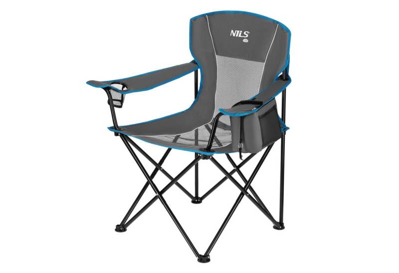 NILS CAMP Campingstuhl Outdoorstuhl Festivalstuhl faltbarer Stuhl mit Lüftungsgaze, mit Getränkefach und Flaschenöffner von NILS CAMP