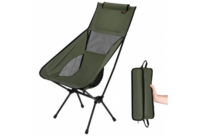 NILS CAMP Campingstuhl Ultraleichter Outdoorstuhl Faltstuhl mit hoher Rückenlehne grün, hoher Komfort von NILS CAMP