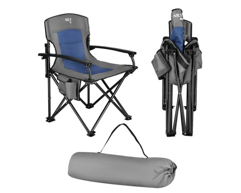 NILS CAMP Campingstuhl faltbarer Stuhl mit breiter Sitzfläche Outdoorstuhl Gartenstuhl, mit Seitentaschen von NILS CAMP
