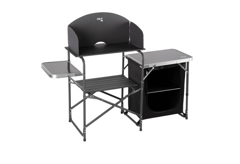 NILS CAMP Campingtisch Multifunktions-Campingschrank mit Windschutz mobile Campingküche, Breite 140cm, einfach zu Verstauen von NILS CAMP