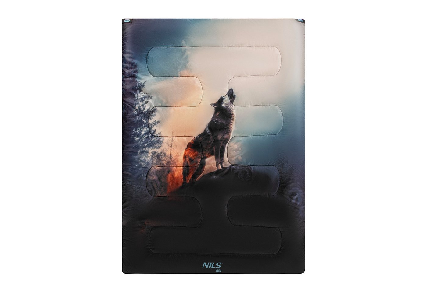 NILS CAMP Doppeldeckenschlafsack 3in1 Doppelschlafsack Deckenschlafsack Camping Schlafsack Wolf, mit praktischer 3in1 Funktion von NILS CAMP