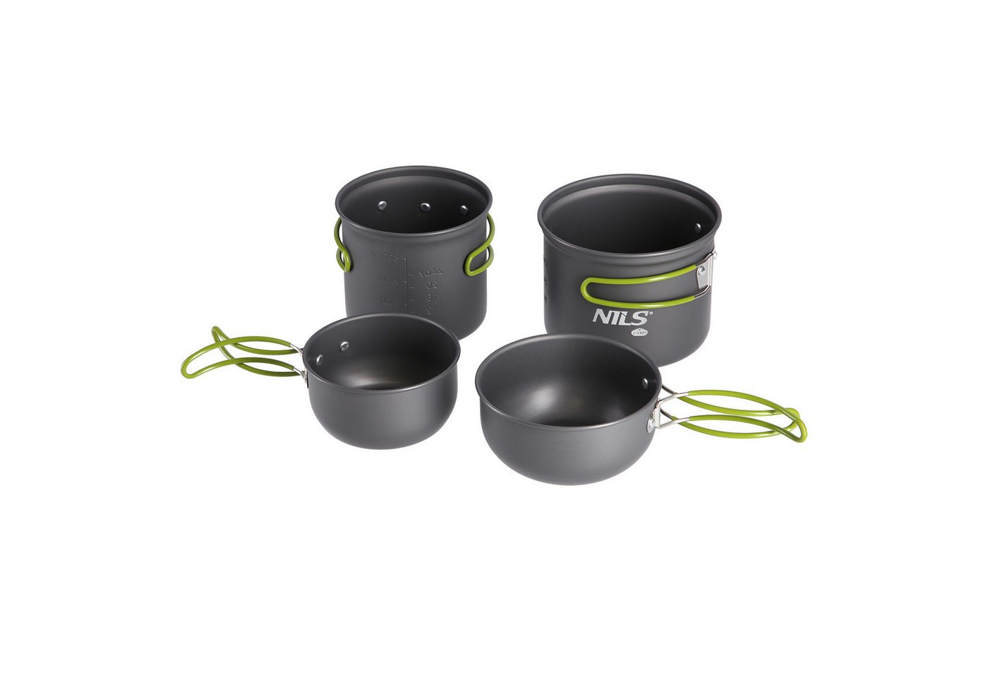 NILS CAMP Topf-Set Camping Geschirrset Töpfe Pfannen Kochgeschirrset fürs Outdoorkochen, (Set, 4tlg), Platzsparend und leicht von NILS CAMP