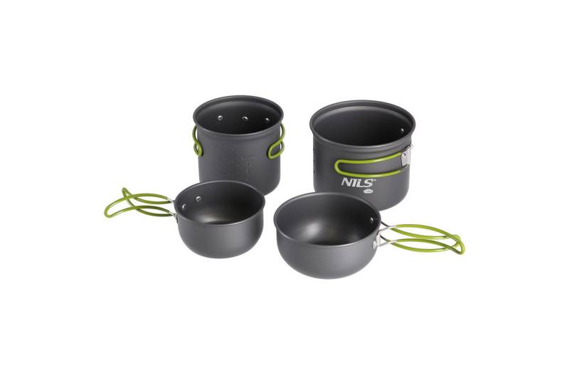 NILS CAMP Topf-Set Camping Geschirrset Töpfe Pfannen Kochgeschirrset fürs Outdoorkochen, (Set, 4tlg), Platzsparend und leicht von NILS CAMP