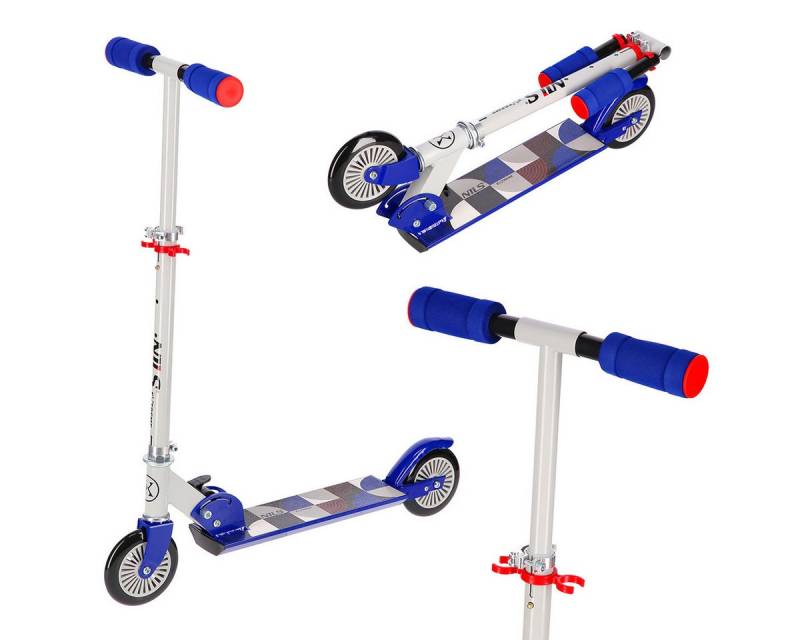 NILS EXTREME Cityroller Kinder Tretroller Scooter Roller Blau Rot, Klappbar von NILS EXTREME