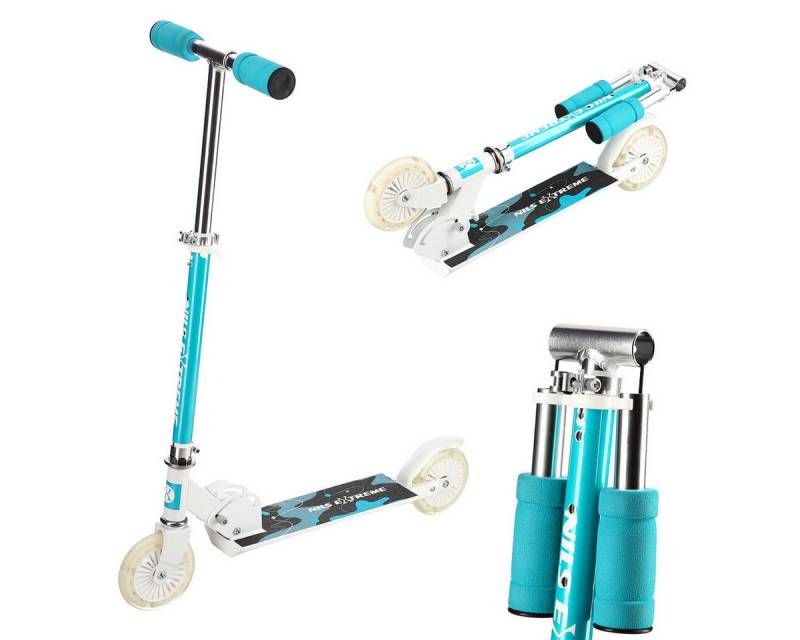 NILS EXTREME Cityroller LED Tretroller Scooter Roller türkis, klappbar, LED-Reifen von NILS EXTREME