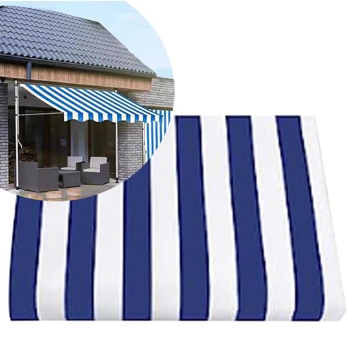 NILZA Ersatz Für Terrassen Klemmmarkise Ersatzstoff Polyester Ersatzbespannung Überdachung Mit UV Schutz Wasserabweisend Sonnenschutz Stoff(Color:Blue White,Size:300cm) von NILZA