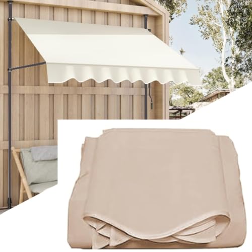 NILZA Ersatzstoff Für Einziehbare Klemmmarkise Einstellbarem Markisenstoff Sonnenschutz Ersatztuch Canvas UV Schutz Markisenbespannung Für Garten Balkon Deck(Color:Beige,Size:300cm) von NILZA