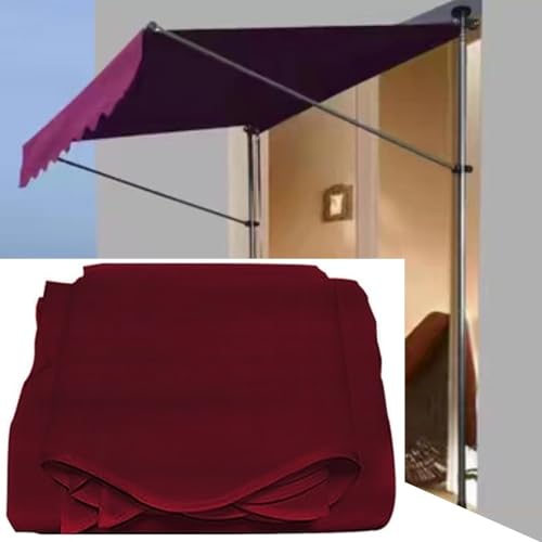 NILZA Ersatzstoff Für Einziehbare Klemmmarkise Einstellbarem Markisenstoff Sonnenschutz Ersatztuch Canvas UV Schutz Markisenbespannung Für Garten Balkon Deck(Color:Red,Size:300cm) von NILZA
