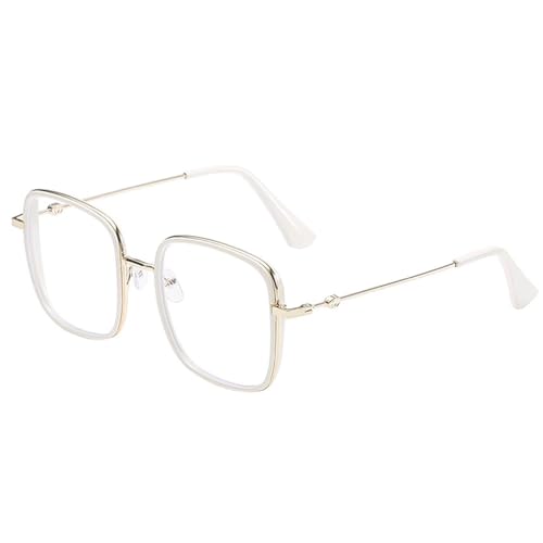 NILZA Große Gläser Quadratische Lesebrille Leichte Computerbrille Mode Lesebrillen Herren Damen Blaulichtfilter Sehhilfe Brillen Anti Müdigkeit (Color : White Gold, Size : +2.5) von NILZA
