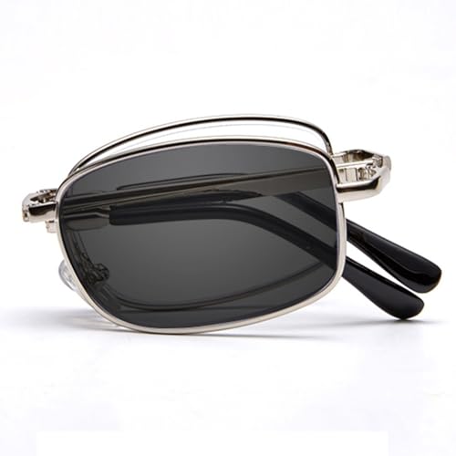 NILZA Klappbare Lesesonnenbrille Photochrome Lesebrillen Progressive Sonnenleser Lesehilfe Bifokal Sonnenbrille Computerbrille Unisex (Color : Silver, Size : 3.0X) von NILZA