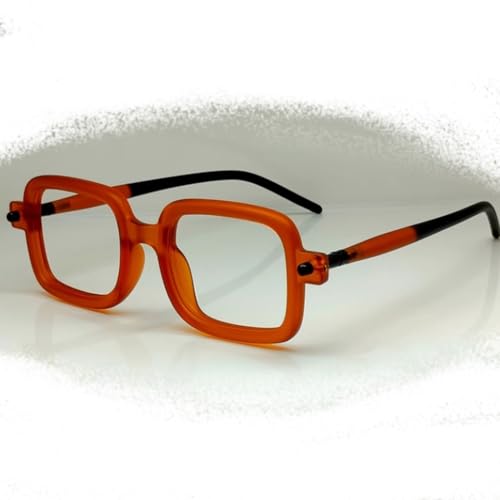 NILZA Quadratische Lesebrille Computerbrille Für Herren Damen Reading Glasses Retro Computerbrille Schwarz Sehhilfe Brille Anti Ermüdungs (Color : Orange, Size : +1.5) von NILZA