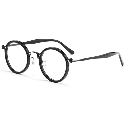 NILZA Rund Vintage Lesebrille Lesehilfe Brillen 1.5 Große Titanlegierung Gläser Computerbrille Retro Blaulichtfilter Sehhilfe Brille Für SeniorenTitanlegierung (Color : Black, Size : +2.5) von NILZA