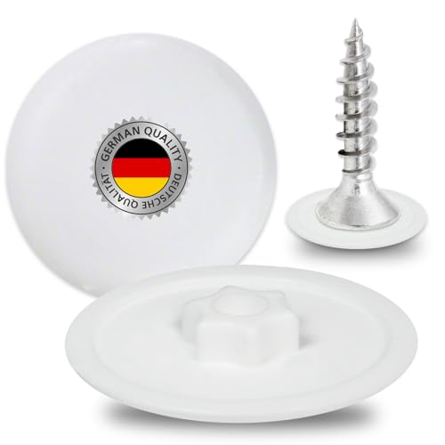 Möbel Abdeckkappen kompatibel mit Torx Schrauben – weiß - Torx Schraubenabdeckung (50, T15) von NIMA PARTS