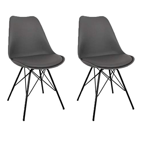 NIMARA 2er Set Comfort Stuhl in skandinavischem Design | Esszimmerstühle und Küchenstühle | Stühle in Schwarz, Weiß, Grau und Mehreren Farben | Sitzkissen Stuhl | Retro Stuhl (Grau) von NIMARA