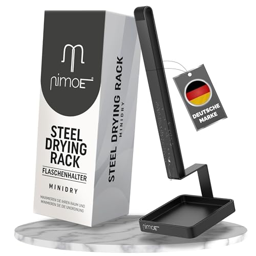 NIMOE® MiniDry | minimalistischer Flaschenhalter für Jede Flasche | platzsparendes Abtropfgestell für Deine Küche, kompatibel mit SodaStream, Aarke, Brita | Abtropfständer rostfrei (Dark Grey) von NIMOE