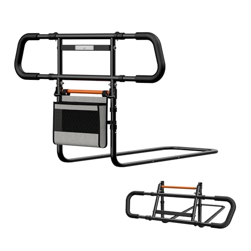 NIMOOD C5 Aufstehhilfe Bett für Senioren, Stabilität, Beidseitig erweiterbar Haltegriffe für Senioren, Klappbare Aufstehhilfe fürs Bett mit LED-Sensorlicht zur Reduzieren Sturzrisiko von NIMOOD