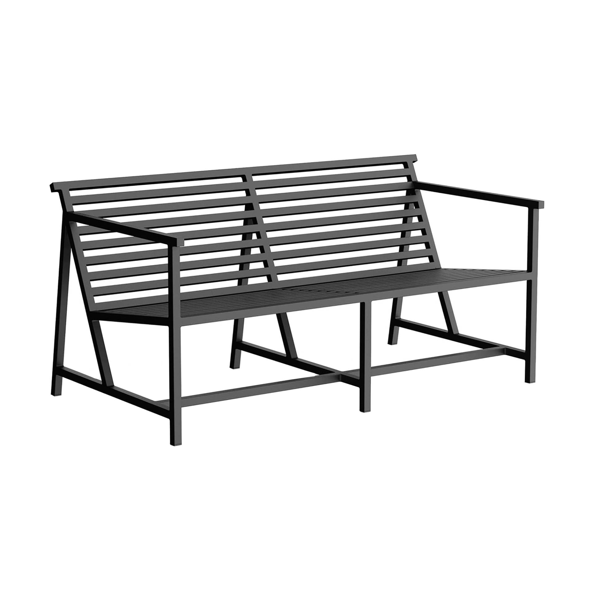 Nine - 19 Outdoors Lounge Bank 145x70,2cm - schwarz RAL 9011/pulverbeschichtet/LxBxH 145x79,4x70,2cm/getestet nach der Norm BS EN 581 von Nine