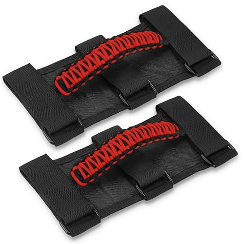 NINEMAX Überrollbügel Haltegriffe - Paracord Haltegriffe mit Klettverschluss 2 Stücks für Wrangler JK YJ TJ CJ JK JL JL von NINEMAX
