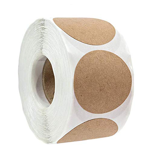 1 Zoll 500pcs Brown Kraft Round Label, leere runde Selbstkleberaufkleber, beschreibbare Etiketten, Kraftpapieretiketten für Siegelbeutel, boxen von NINESHE