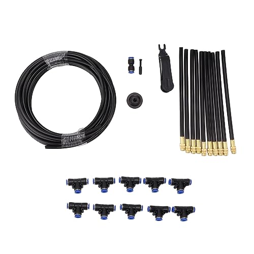10 M Gemahlenes Sprinklersystem, 360 Grad Einstellbare Abbiegbare Düse, DIY Pflanzenwässerungsset, Gartenwässerungssystem für Gewächshaus Außenanlage (EU -Stecker) von NINESHE
