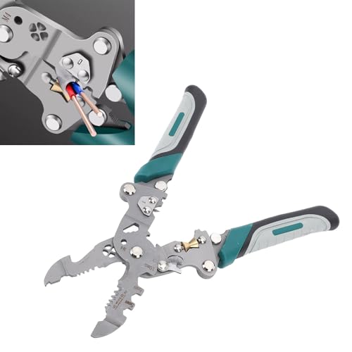18 in 1 Drahtstripper Werkzeug, Cr V Stahlklappdrahtabstrippzange, Multifunktional Runde Munddrahtstripper für 8AWG 10AWG 12AWG 14AWG 16AWG von NINESHE
