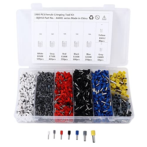 1900pcs Wire Ferrules Terminals Kit, E0508 E7508 E1008 E1508 E2508 E4009 E6012 7 Größen, isolierte Kordanschlüsse Universal für Autos 1900pcs Wire Ferrules Terminals Kit, E0508 E7508 E1008 E1508 E2508 E4009 E6012 7 Größen, isolierte Kordanschlüsse Universal für Autos von NINESHE