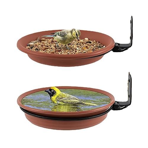 Baum Montierte Vogelbadebadefutter Feeder Bird Feederbaum mit Schweren Metallschleife Hinterhof Terrasse Baumhalterwand Hängende Vogelhäuschen für Gärten Terrassen (2 Sätze) von NINESHE