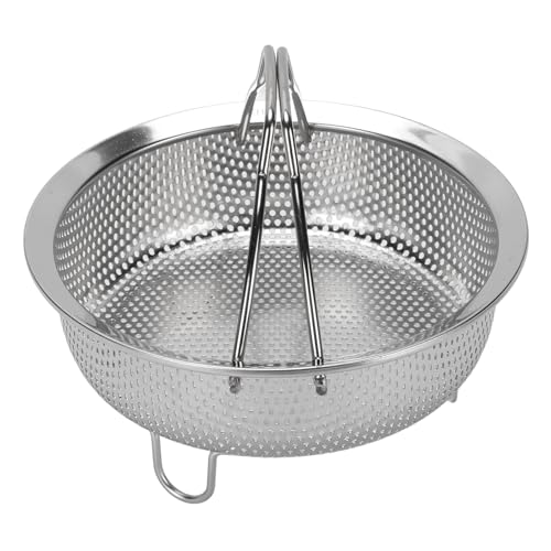 Edelstahldampfkorb, Multifunktionaler Colander Dampfdampf Einsatz mit Faltbaren Griffen für Dampfgemüse, Meeresfrüchte, Wiedererwärmen von Resten (M) von NINESHE