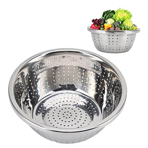 Gemüse Wasch Korb, Abfluss Löcher Edelstahl Sieb, Sieb Wasch Korb für Entwässerung Becken, Reiss Ieb und Vorrats Behälter (24 cm) von NINESHE